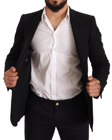 Dolce & Gabbana Black Cotton Slim Fit Coat Jacket  Blazer