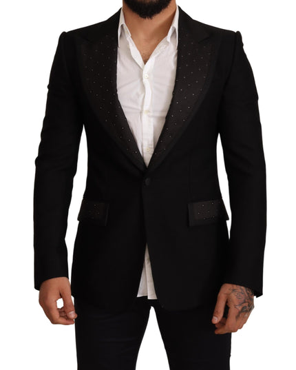 Dolce & Gabbana Black Wool Slim Fit Coat Blazer Jacket