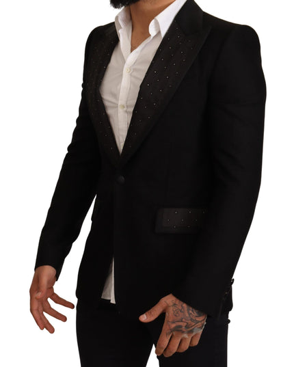 Dolce & Gabbana Black Wool Slim Fit Coat Blazer Jacket