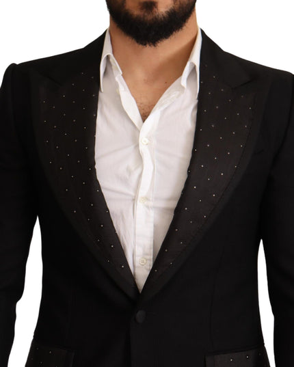 Dolce & Gabbana Black Wool Slim Fit Coat Blazer Jacket