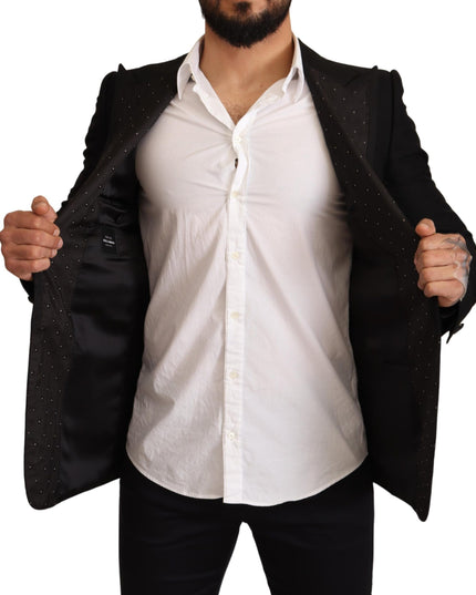 Dolce & Gabbana Black Wool Slim Fit Coat Blazer Jacket