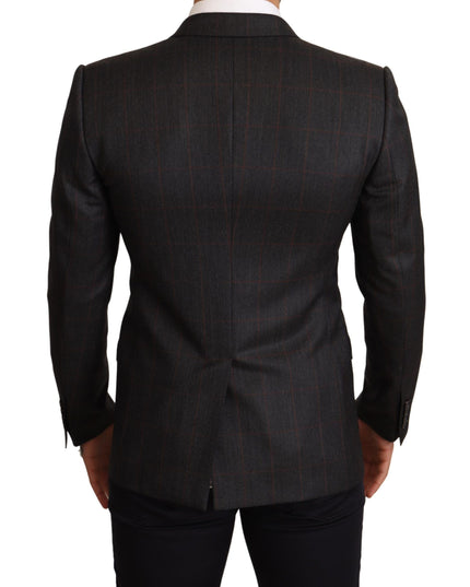 Dolce & Gabbana Gray Check Wool Slim Fit Blazer Jacket