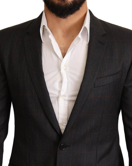 Dolce & Gabbana Gray Check Wool Slim Fit Blazer Jacket
