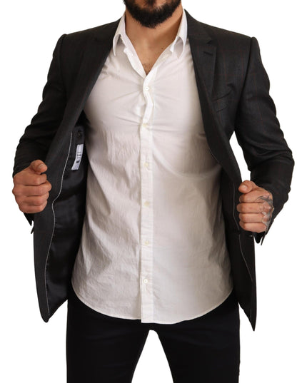 Dolce & Gabbana Gray Check Wool Slim Fit Blazer Jacket