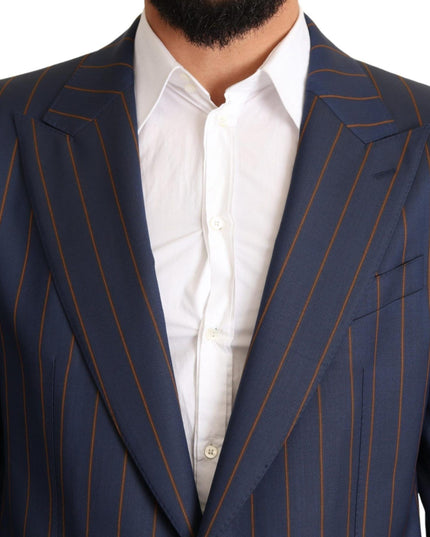 Dolce & Gabbana Blue Striped Wool Slim Fit Blazer Jacket