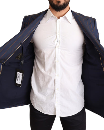Dolce & Gabbana Blue Striped Wool Slim Fit Blazer Jacket