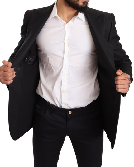 Dolce & Gabbana Black Linen Slim Fit Coat Jacket Blazer