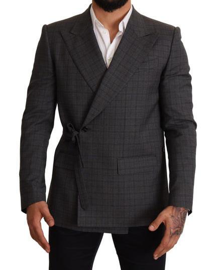 Dolce & Gabbana Gray Check Wool Slim Fit Blazer Jacket