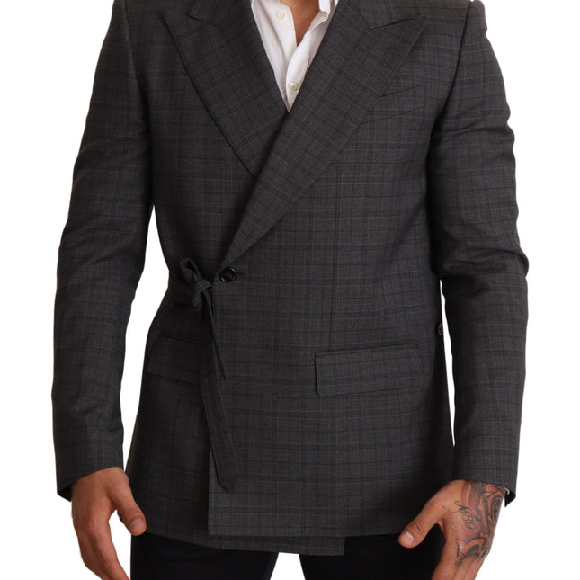 Dolce & Gabbana Gray Check Wool Slim Fit Blazer Jacket