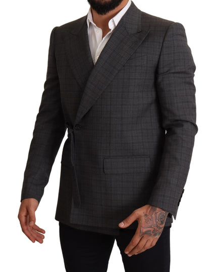 Dolce & Gabbana Gray Check Wool Slim Fit Blazer Jacket