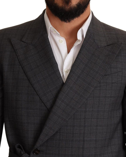 Dolce & Gabbana Gray Check Wool Slim Fit Blazer Jacket