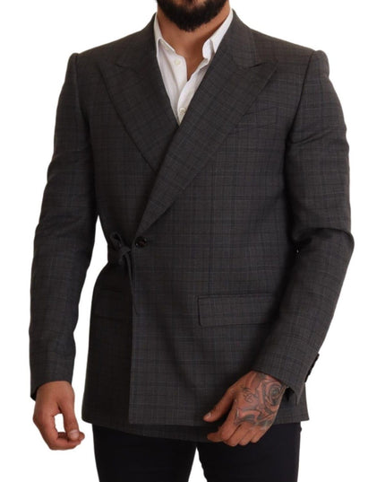 Dolce & Gabbana Gray Check Wool Slim Fit Blazer Jacket