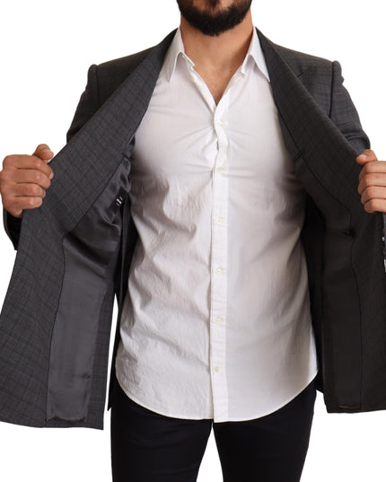Dolce & Gabbana Gray Check Wool Slim Fit Blazer Jacket