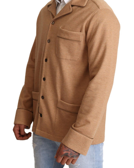 Dolce & Gabbana Brown Cotton Button Collared Coat Jacket