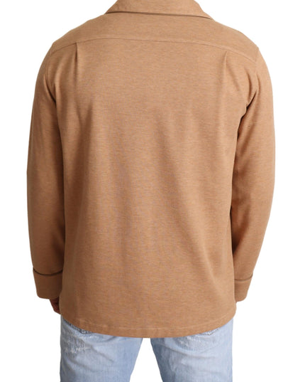 Dolce & Gabbana Brown Cotton Button Collared Coat Jacket