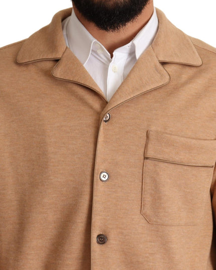 Dolce & Gabbana Brown Cotton Button Collared Coat Jacket