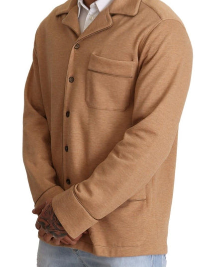 Dolce & Gabbana Brown Cotton Button Collared Coat Jacket