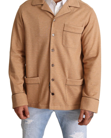 Dolce & Gabbana Brown Cotton Button Collared Coat Jacket