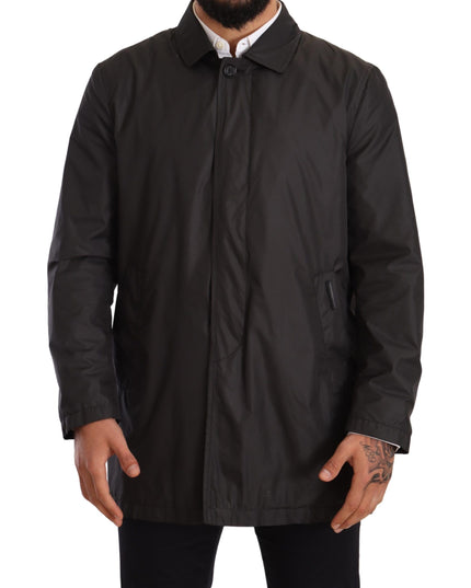 Dolce & Gabbana Black Polyester Mens Trench Coat Jacket