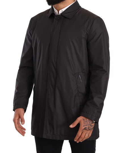 Dolce & Gabbana Black Polyester Mens Trench Coat Jacket
