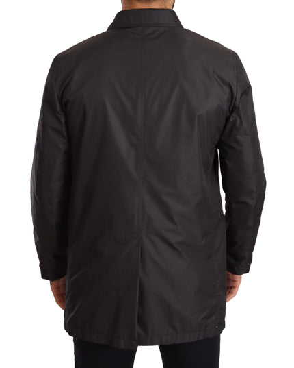 Dolce & Gabbana Black Polyester Mens Trench Coat Jacket