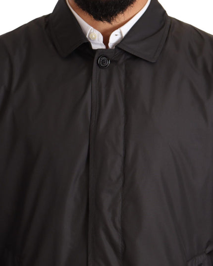 Dolce & Gabbana Black Polyester Mens Trench Coat Jacket
