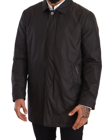 Dolce & Gabbana Black Polyester Mens Trench Coat Jacket
