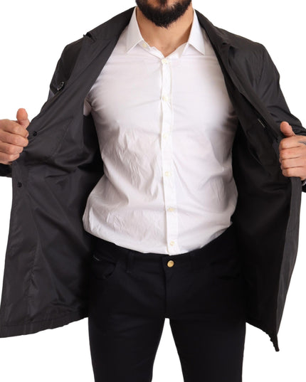 Dolce & Gabbana Black Polyester Mens Trench Coat Jacket