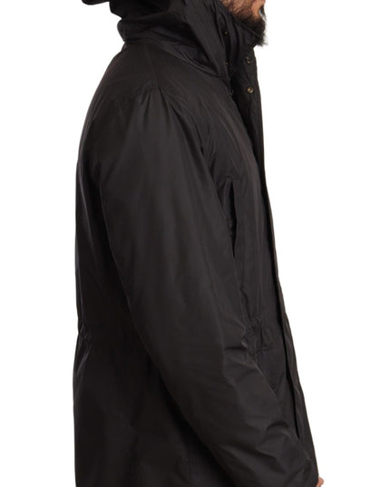 Dolce & Gabbana Black Hooded Mens Trench Coat Jacket