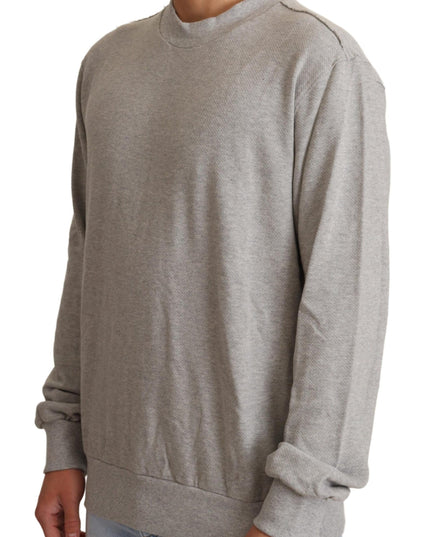 Dolce & Gabbana Gray Cotton Crewneck Pullover Sweater