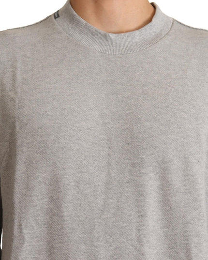 Dolce & Gabbana Gray Cotton Crewneck Pullover Sweater