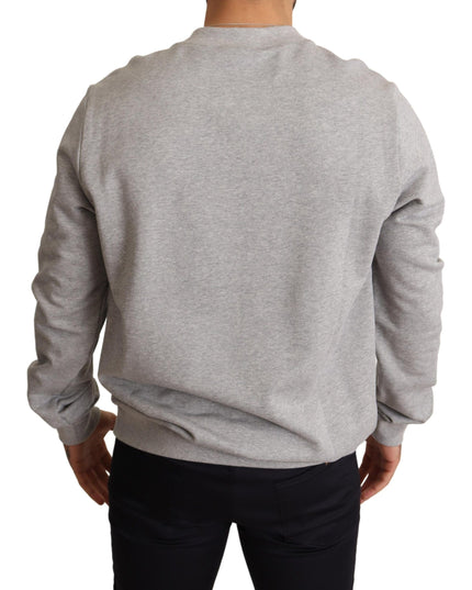 Dolce & Gabbana Gray Crown King Print Cotton Sweater