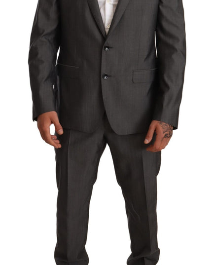 Dolce & Gabbana Gray Metallic MARTINI Slim Fit Set Suit