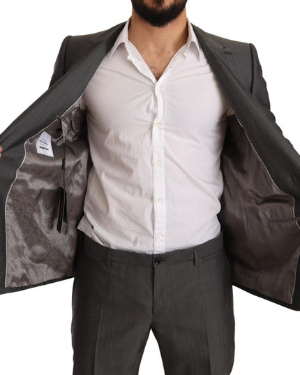 Dolce & Gabbana Gray Metallic MARTINI Slim Fit Set Suit