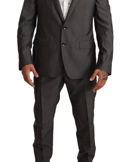 Dolce & Gabbana Gray Metallic MARTINI Slim Fit Set Suit