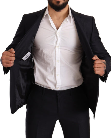 Dolce & Gabbana Blue Pattern MARTINI SLIM FIT 2 Piece Suit