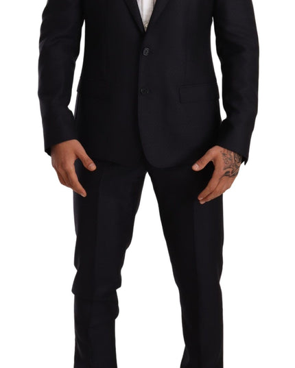 Dolce & Gabbana Blue Pattern MARTINI SLIM FIT 2 Piece Suit