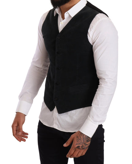 Dolce & Gabbana Black Cotton Single Breasted Waistcoat