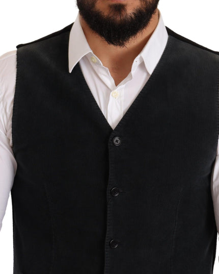 Dolce & Gabbana Black Cotton Single Breasted Waistcoat