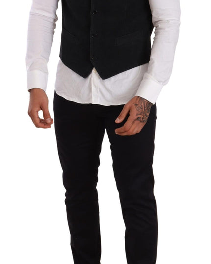 Dolce & Gabbana Black Cotton Single Breasted Waistcoat