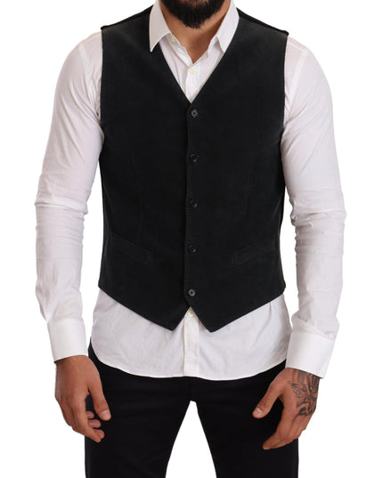 Dolce & Gabbana Black Cotton Single Breasted Waistcoat