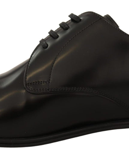 Dolce & Gabbana Black Leather Lace Up Men Dress Derby Shoes