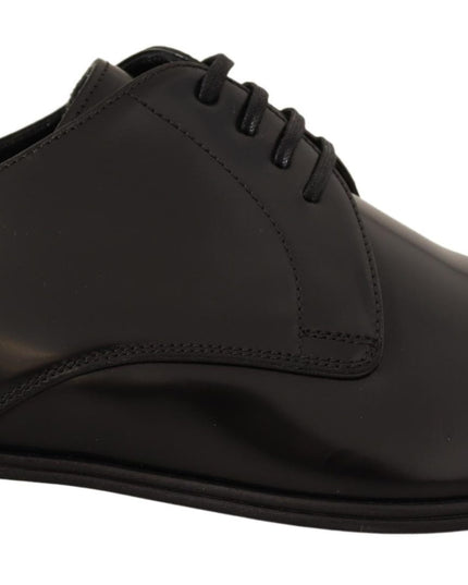 Dolce & Gabbana Black Leather Lace Up Men Dress Derby Shoes
