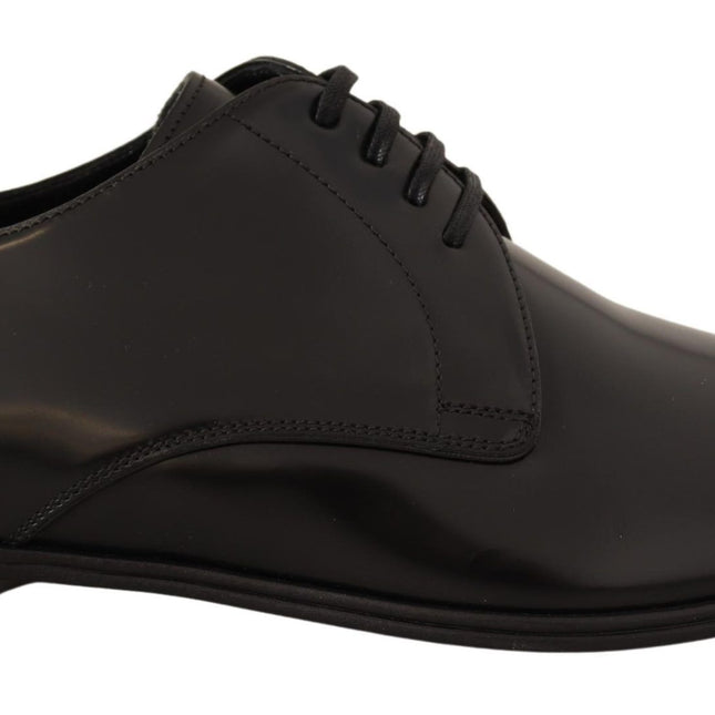 Dolce & Gabbana Black Leather Lace Up Men Dress Derby Shoes