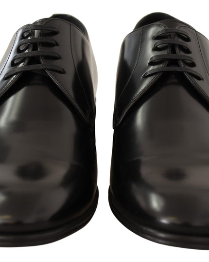 Dolce & Gabbana Black Leather Lace Up Men Dress Derby Shoes