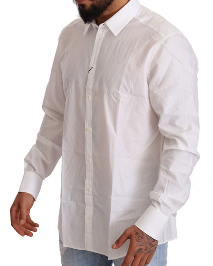 Dolce & Gabbana White Cotton Slim Fit Men MARTINI Shirt