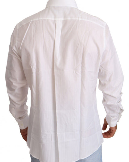 Dolce & Gabbana White Cotton Slim Fit Men MARTINI Shirt