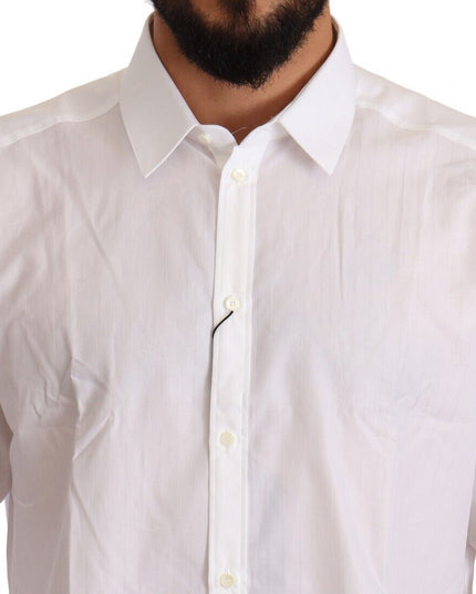 Dolce & Gabbana White Cotton Slim Fit Men MARTINI Shirt