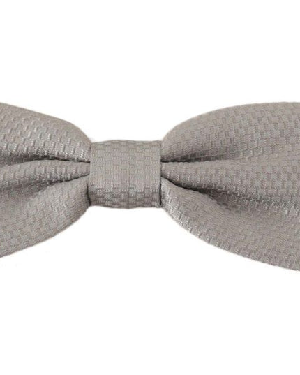 Dolce & Gabbana Silver Gray 100% Silk Adjustable Neck Papillon Bow Tie