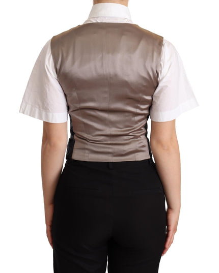 Dolce & Gabbana Black Jacquard Floral Waistcoat Vest Green